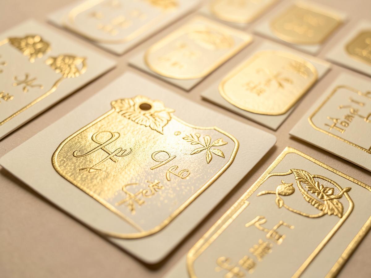 Gold foil gift tags and labels